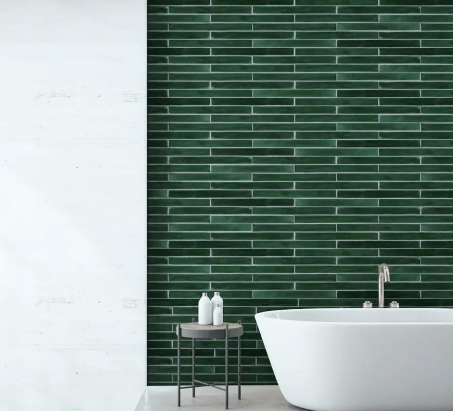 Beperkt Aanbod Wandtegel Equipe Trendy Langwerpig Handvorm Mili Groen Glans 5x50