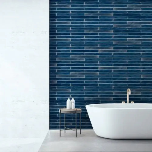 Seizoensaanbieding Wandtegel Equipe Trendy Langwerpig Handvorm Marine Blauw Glans 5x50