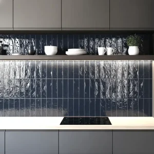 Veilige Betaling Wandtegel Ragno Elements Licht Relieve Midnight Antraciet Glans 7x25