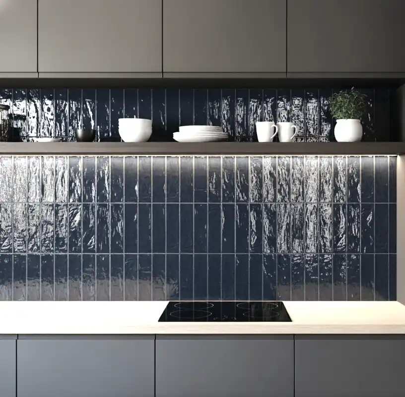 Veilige Betaling Wandtegel Ragno Elements Licht Relieve Midnight Antraciet Glans 7x25