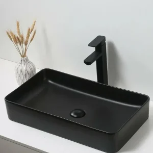 Uitverkoop Sanitair Sani Waskom Keramiek Zwart Mat 60x34x11cm