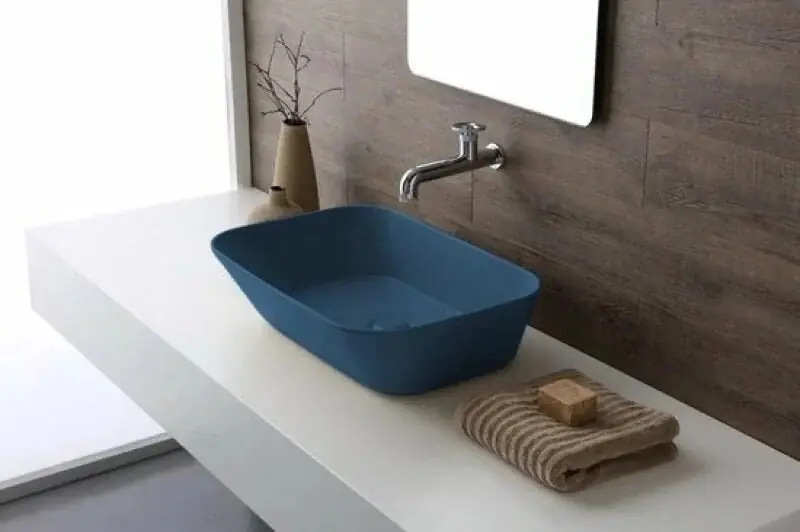 Alleen Vandaag Sanitair Sanibud Waskom Keramiek Rechthoek Blauw Mat 60x42x16,5cm