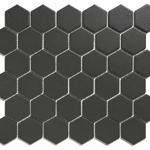 Bestel Nu Wand & Vloer Mozaïek Tegels Factory Hexagon Keramiek Zwart Mat Antislip - Matje 28,1x32,5cm