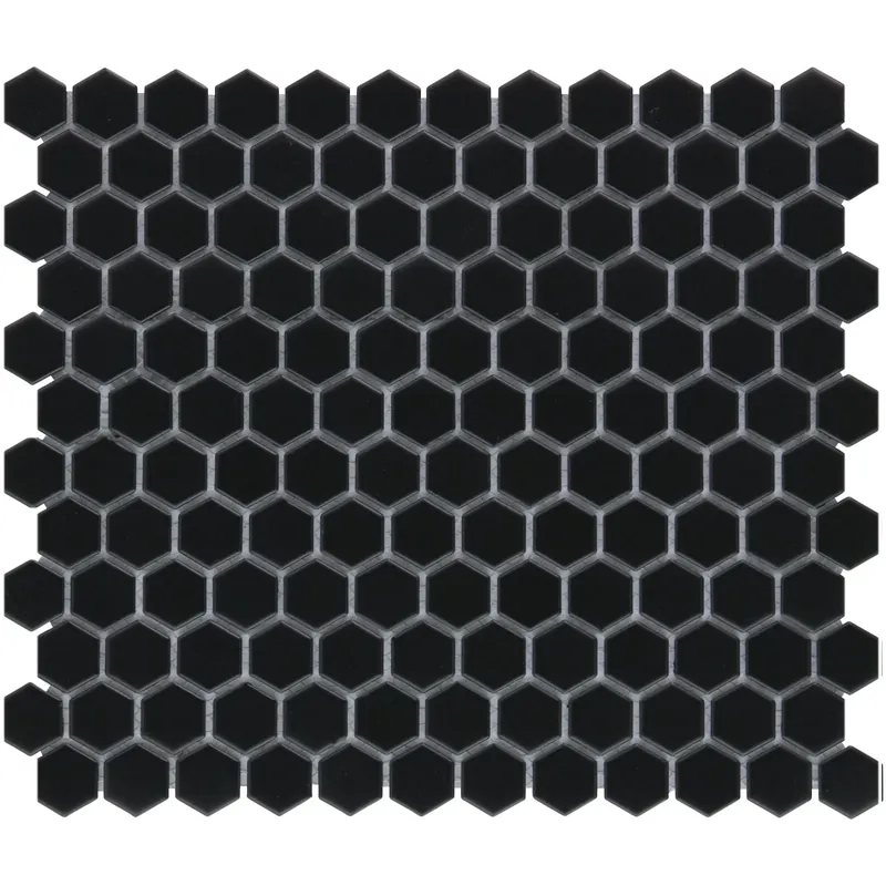 Wand Mozaïek Tegels Factory Hexagon Keramiek Zwart Mat - Matje 26x30cm Op = Op
