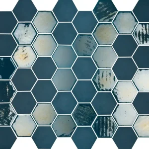 Merkproduct Wand Mozaïek Tegels Factory Hexagon Keramiek Blauw - Matje 27,8x32,5cm