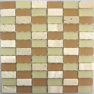 Wand Mozaïek Tegels Factory Glas/Marmer Beige Rechthoek - Matje 30x30cm Seizoensaanbieding