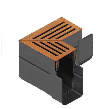 ACO Slim-Line hoekstuk + Corten rooster Korting