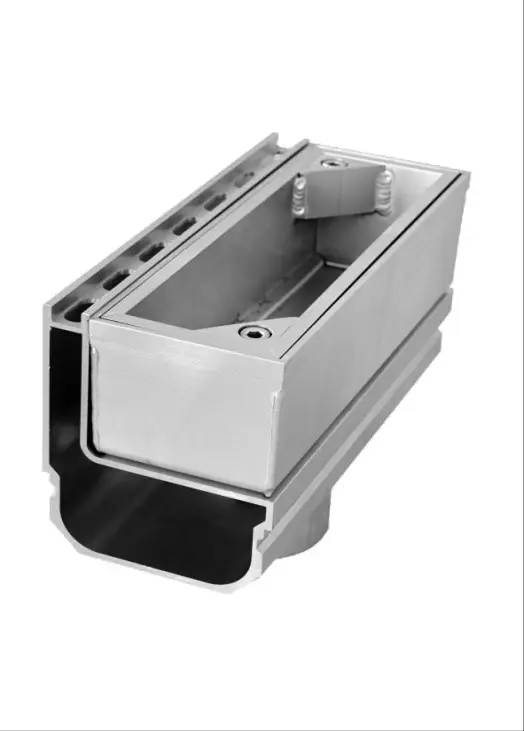 Rechtstreeks Van De Fabrikant Sleufgoot aluminium Sidedrain/75 inspectieluik 250 mm + onderuitloop 75 mm