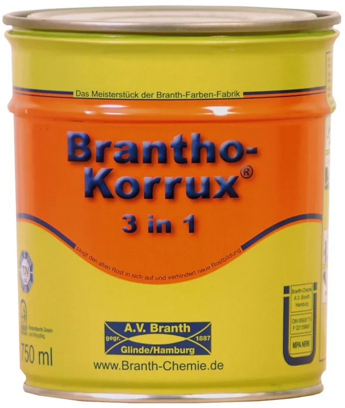Brantho Korrux 3-in-1 ZG (Ral 9005 Zwart) 0,75 Hoge Kwaliteit