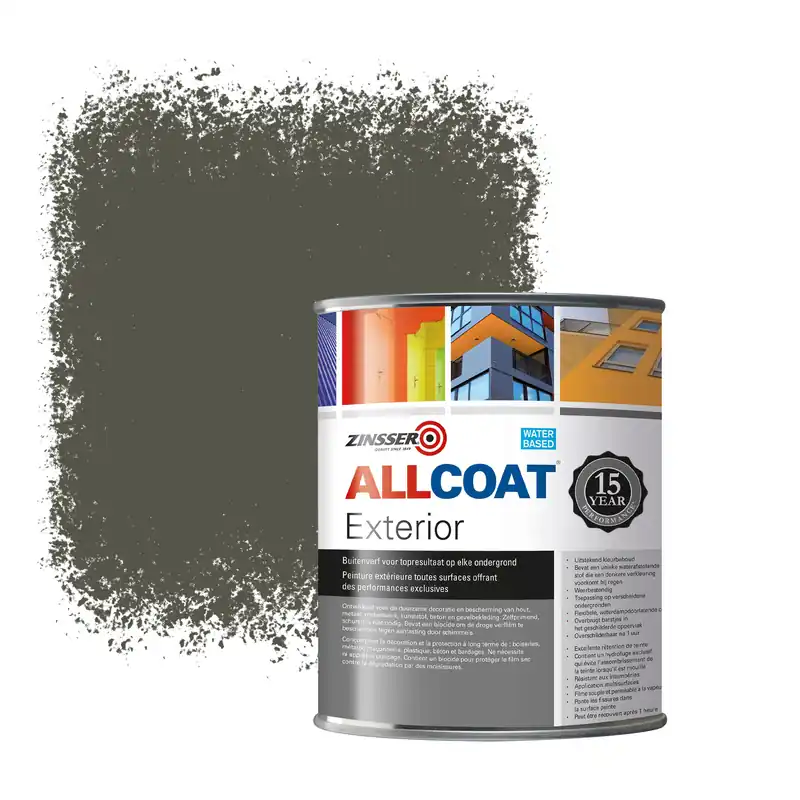 Veilige Betaling Zinsser Allcoat Exterior Muurverf RAL 7013 Bruingrijs - 1 liter