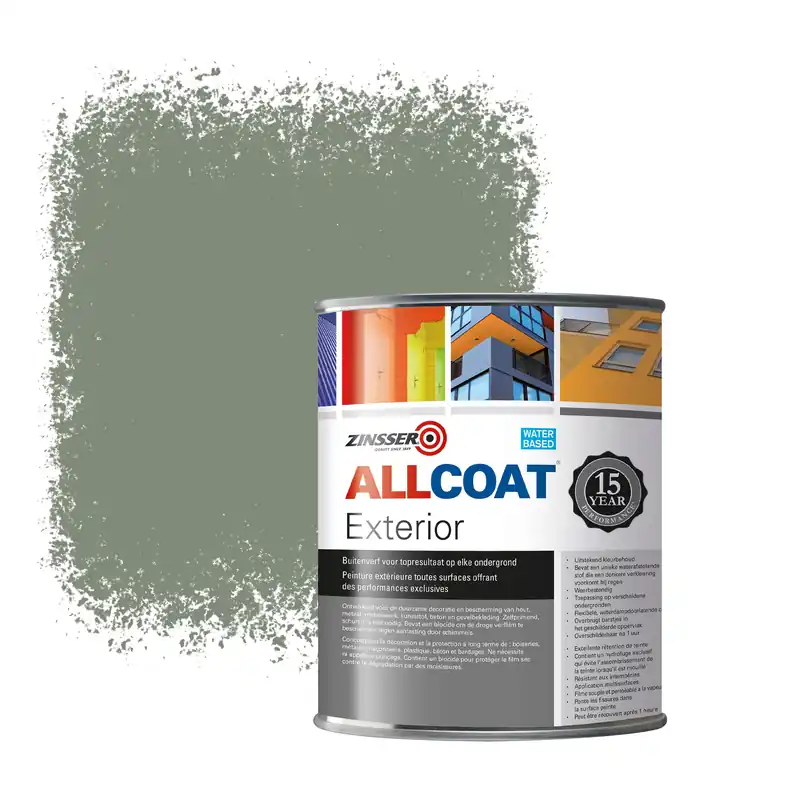 Bestel Nu Zinsser Allcoat Exterior Muurverf RAL 7023 Betongrijs - 1 liter