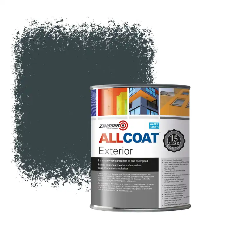 Zinsser Allcoat Exterior Muurverf RAL 7026 Granietgrijs - 1 liter Uitverkoop
