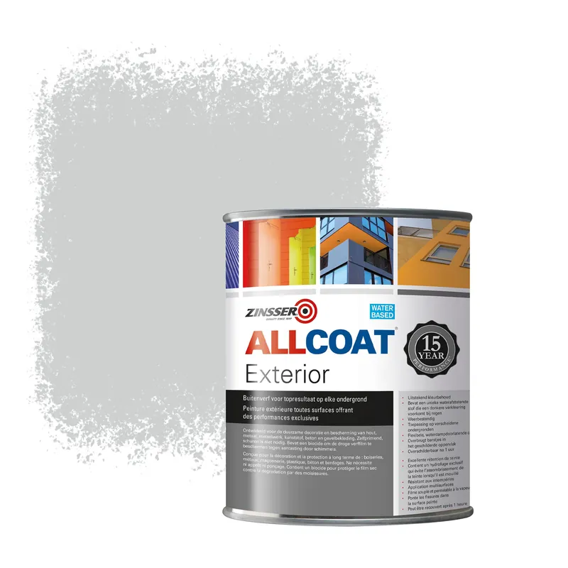 Laatste Kans Zinsser Allcoat Exterior Muurverf RAL 7047 Telegrijs 4 - 1 liter