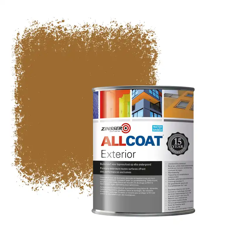 Hoge Kwaliteit Zinsser Allcoat Exterior Muurverf RAL 8001 Okerbruin - 1 liter