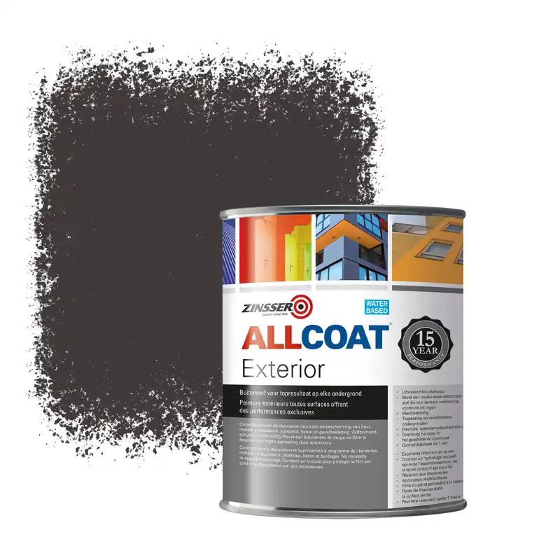 Zinsser Allcoat Exterior Muurverf RAL 8019 Grijsbruin - 1 liter Populair