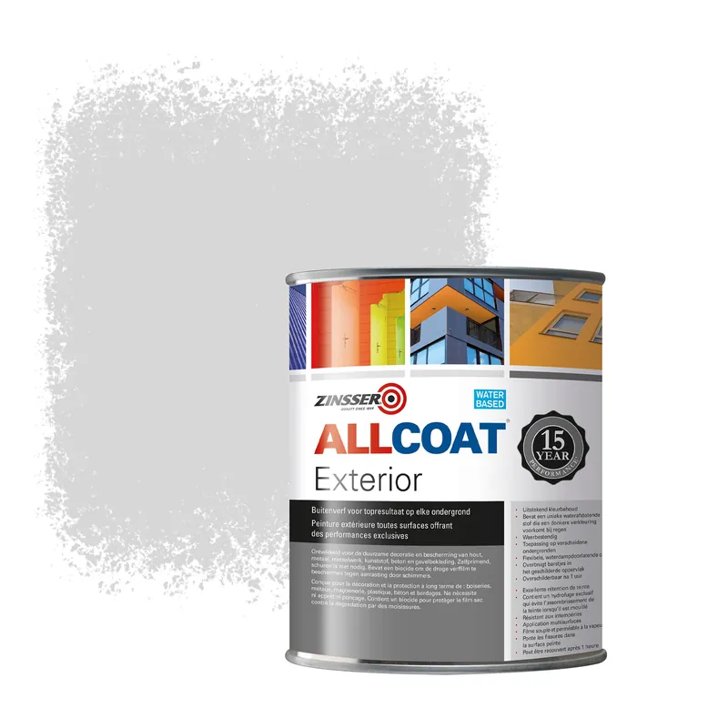 Betaalbaar Zinsser Allcoat Exterior Muurverf RAL 9018 Papyruswit - 1 liter