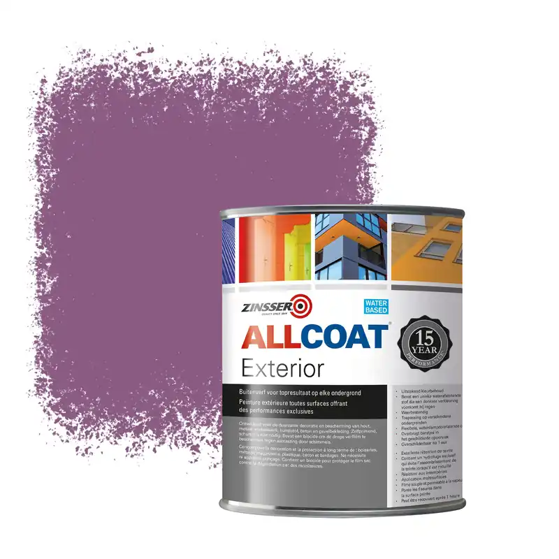 Zinsser Allcoat Exterior Muurverf RAL 4001 Roodlila - 1 liter Laatste Versie