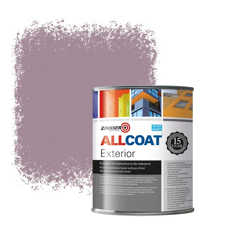 Zinsser Allcoat Exterior Muurverf RAL 4009 Pastelviolet - 1 liter Snelle Levering