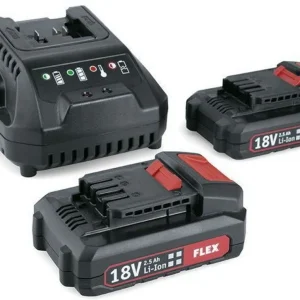 Fabrieksprijs FLEX Acculaderset 18V 2.5Ah snellader + 2 accu’s