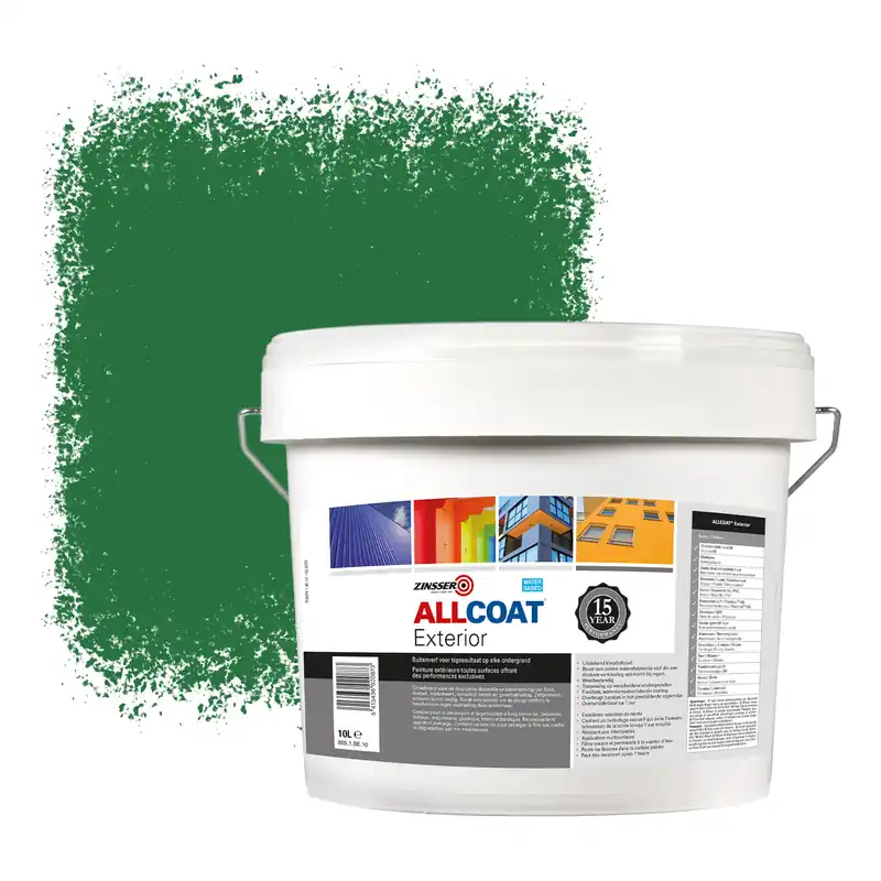 Zinsser Allcoat Exterior Muurverf RAL 6001 Smaragdgroen - 10 liter Beperkt Aanbod