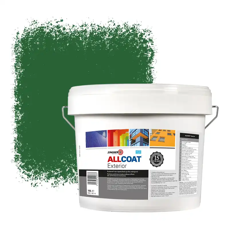 Weekendaanbieding Zinsser Allcoat Exterior Muurverf RAL 6002 Loofgroen - 10 liter