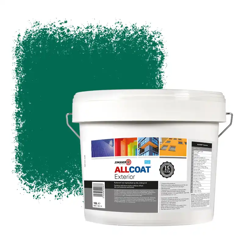 Goedkoop Zinsser Allcoat Exterior Muurverf RAL 6016 Turkooisgroen - 10 liter