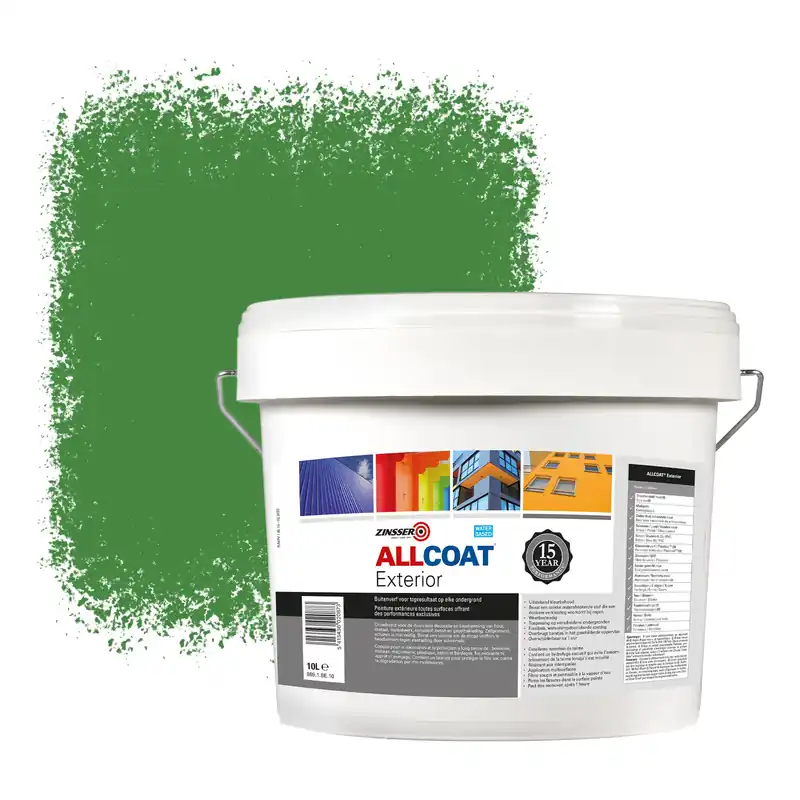 Snelle Levering Zinsser Allcoat Exterior Muurverf RAL 6017 Meigroen - 10 liter
