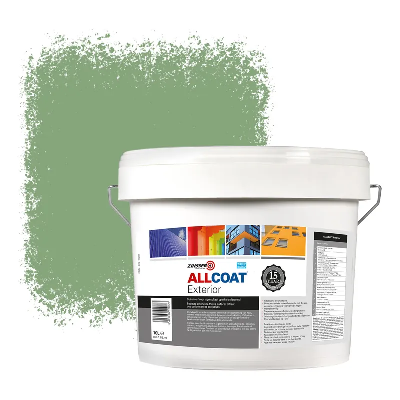 Zinsser Allcoat Exterior Muurverf RAL 6021 lichtgroen - 10 liter Fabrieksprijs