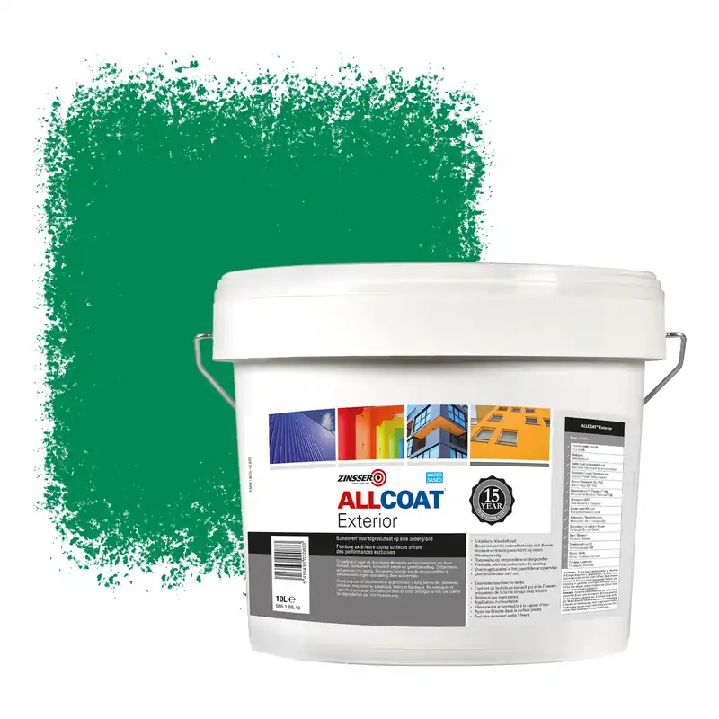 Zinsser Allcoat Exterior Muurverf RAL 6024 Verkeersgroen - 10 liter Korting