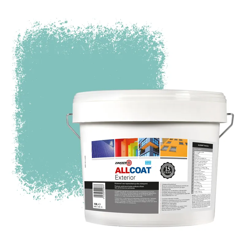 Zinsser Allcoat Exterior Muurverf RAL 6027 Lichtgroen - 10 liter Nieuw