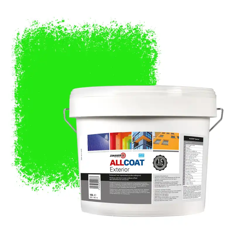 Zinsser Allcoat Exterior Muurverf RAL 6037 Zuivergroen - 10 liter Must-Have