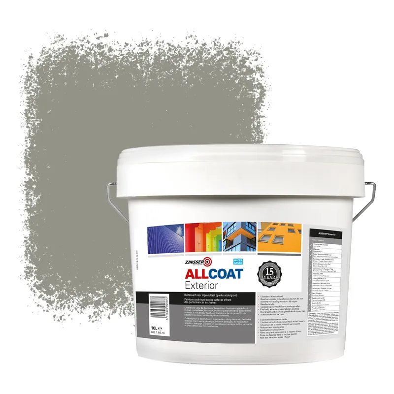 Beperkt Aanbod Zinsser Allcoat Exterior Muurverf RAL 7030 Steengrijs - 10 liter