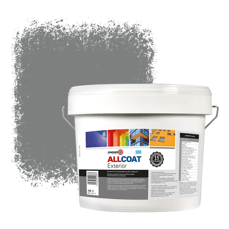 Speciale Aanbieding Zinsser Allcoat Exterior Muurverf RAL 7037 Stofgrijs - 10 liter