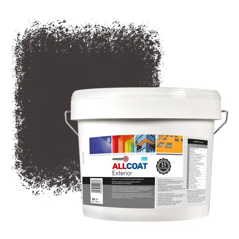 Zinsser Allcoat Exterior Muurverf RAL 8019 Grijsbruin - 10 liter Rechtstreeks Van De Fabrikant