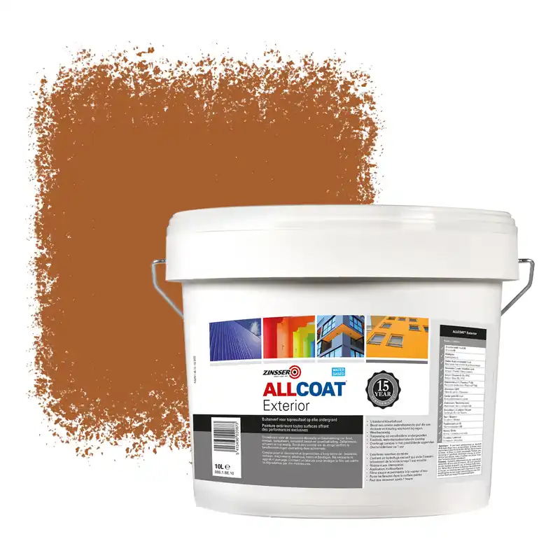 Zinsser Allcoat Exterior Muurverf RAL 8023 Oranjebruin - 10 liter Hoge Kwaliteit