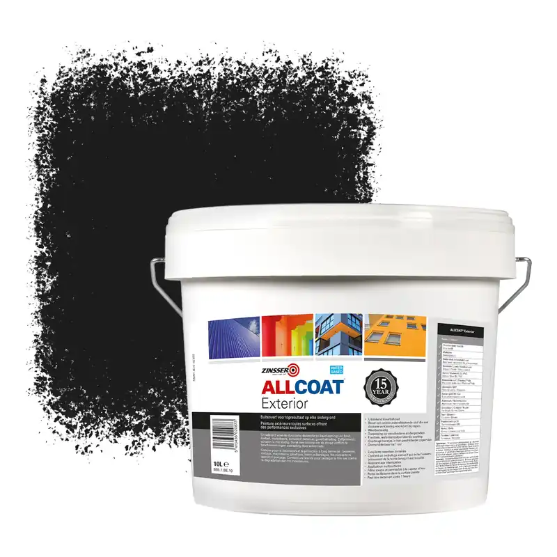Shop Nu Zinsser Allcoat Exterior Muurverf RAL 9011 Grafietzwart - 10 liter