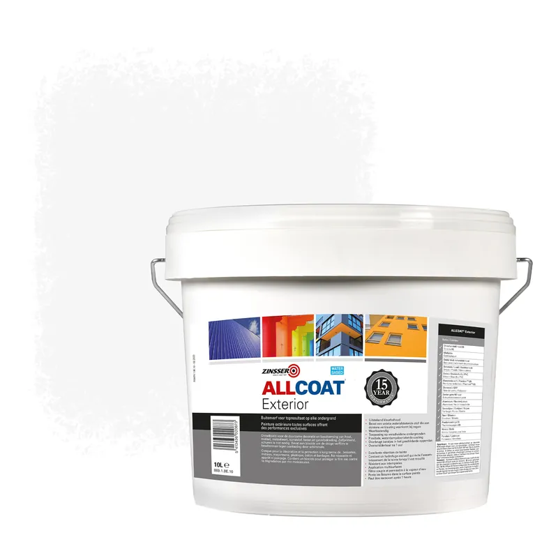 Zinsser Allcoat Exterior Muurverf RAL 9016 Verkeerswit - 10 liter Nu Kopen