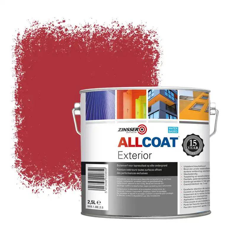Flitsaanbieding Zinsser Allcoat Exterior Muurverf RAL 3031 Télemagenta - 2,5 liter
