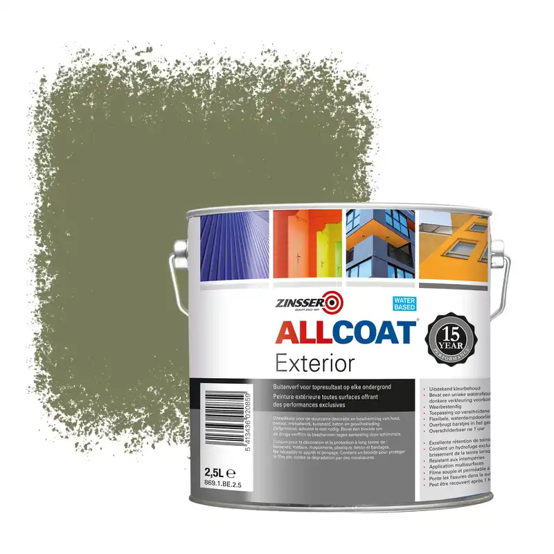 Zinsser Allcoat Exterior Muurverf RAL 6013 Rietgroen - 2,5 liter Express Levering
