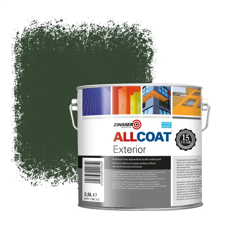 Koopje Zinsser Allcoat Exterior Muurverf RAL 6020 Chroomgroen - 2,5 liter