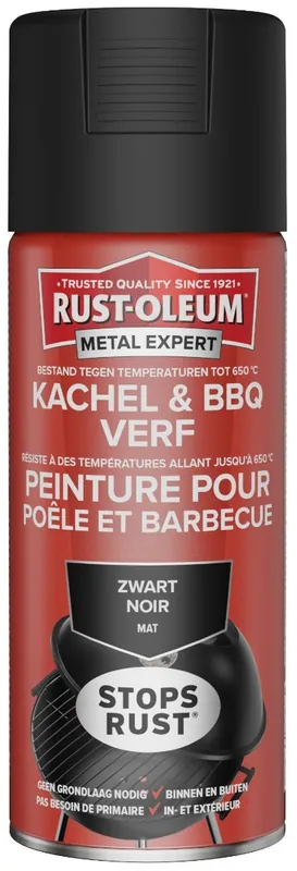 Gereduceerde Prijs Rust-Oleum Metal Expert Kachel- & BBQ Verf ZWART spuitbus 400ml