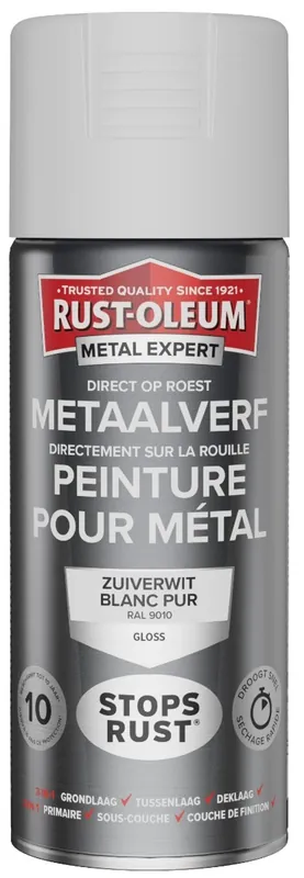 Rust-Oleum Metal Expert Direct Op Roest Metaal Verf 400ml - RAL 9010 Snelle Levering