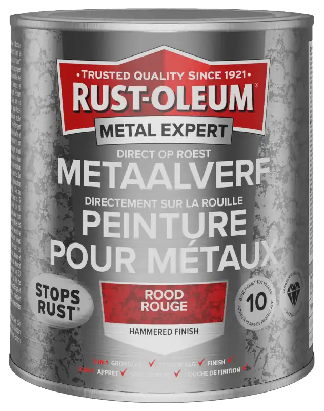 Nu Kopen Rust-Oleum Metal Expert Direct Op Roest Hamerslag Verf Rood 750ml
