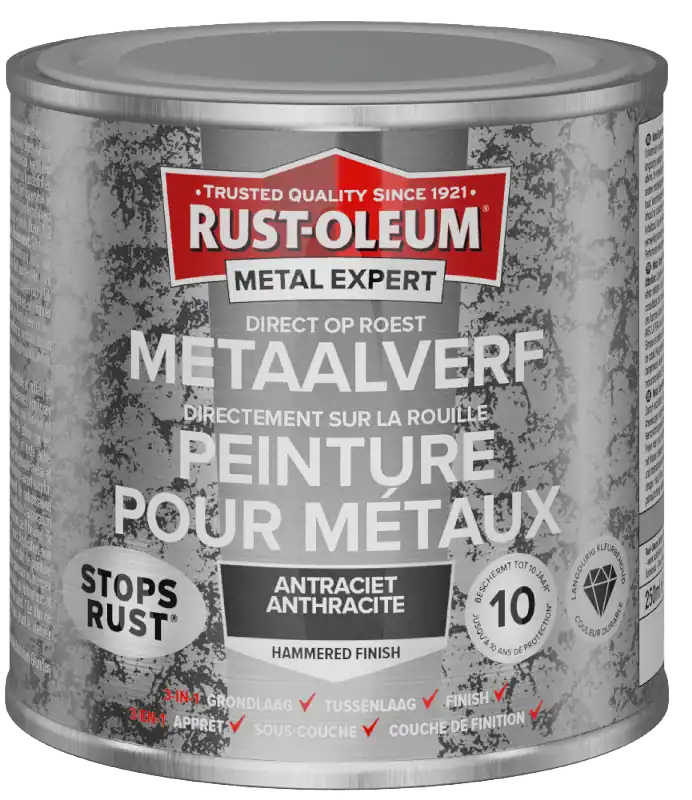 Beperkte Voorraad Rust-Oleum Metal Expert Direct Op Roest Hamerslag Verf Antraciet 250ml