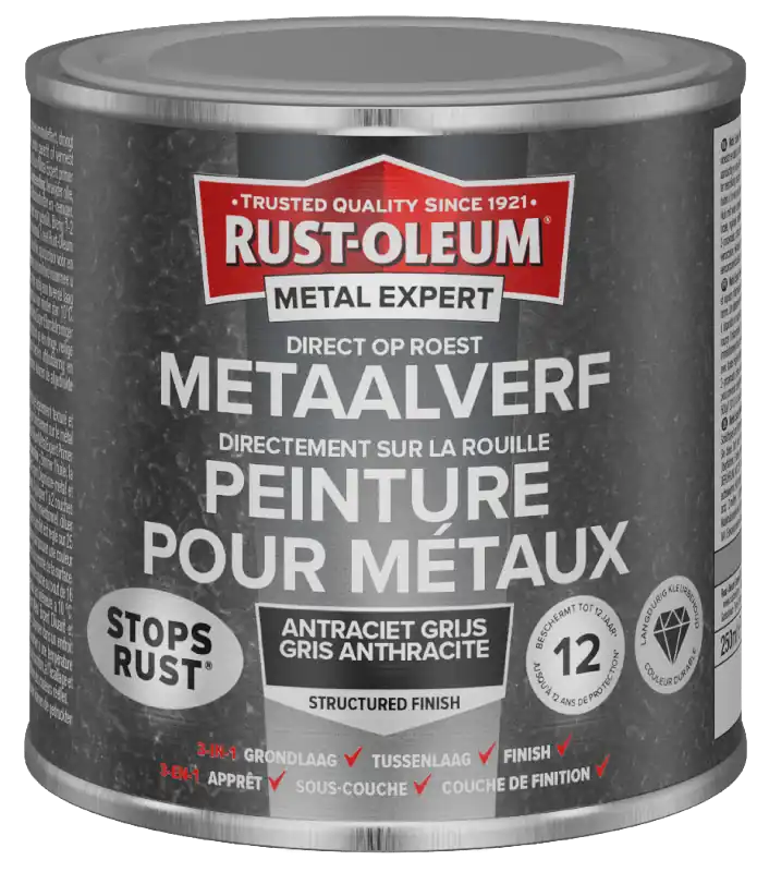Betaalbaar Rust-Oleum Metal Expert Direct Op Roest Structuurverf Antraciet 250ml