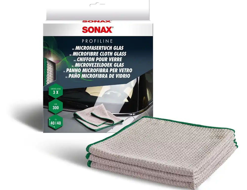 SONAX Microvezel Glasdoek 40x40cm - 3 stuks Weekendaanbieding
