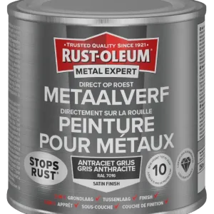 Rust-Oleum Metal Expert Direct Op Roest Metaal Verf Zijdeglans 250ml - RAL 7016 Favoriet