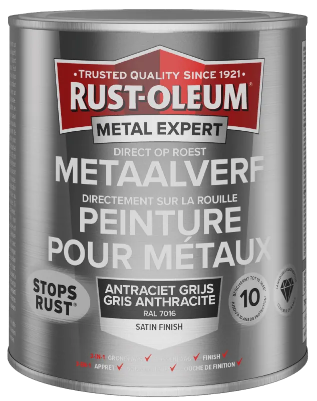 Laatste Versie Rust-Oleum Metal Expert Direct Op Roest Metaal Verf Zijdeglans 750ml - RAL 7016