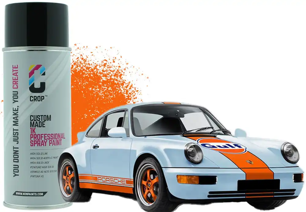 Porsche GULF Oranje lak spuitbus Laatste Versie
