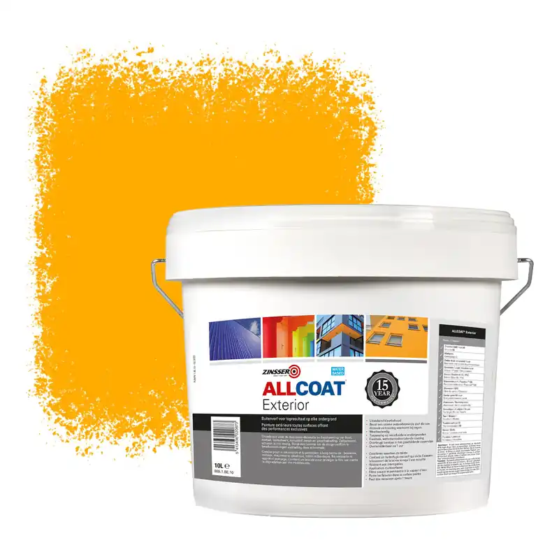 Zinsser Allcoat Exterior Muurverf RAL 1028 Meloengeel - 10 liter Betaalbaar